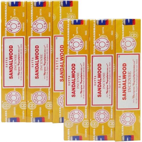  인센스스틱 Satya Trumiri Satya Sai Baba Nag Champa Sandalwood Pack of 6 Incense Sticks Boxes, 15gms Each, Traditionally Handrolled in India, Aeromatic Natural Fragrance for Prayers, Meditation, Yoga, Posit
