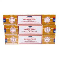 인센스스틱 Satya Trumiri Satya Sai Baba Nag Champa Sandalwood Pack of 3 Incense Sticks Boxes, 15gms Each, Traditionally Handrolled in India, Aeromatic Natural Fragrance Perfect for Prayers, Meditation, Yog