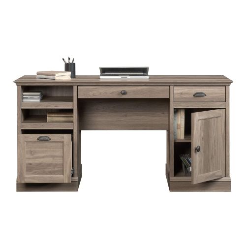  Sauder 418299 Barrister Lane Executive Desk, L: 59.06 x W: 21.18 x H: 29.76, Salt Oak finish