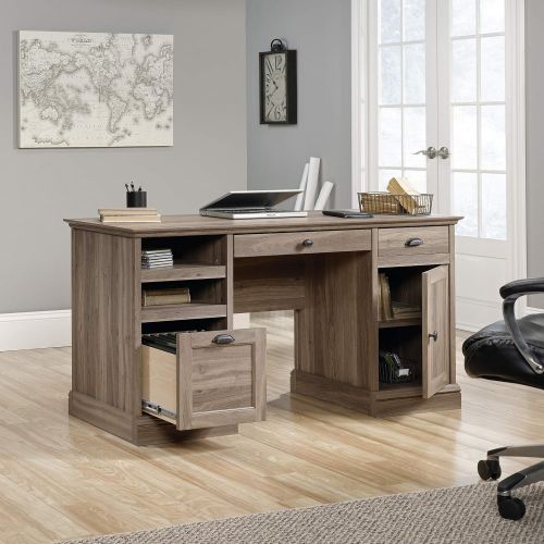  Sauder 418299 Barrister Lane Executive Desk, L: 59.06 x W: 21.18 x H: 29.76, Salt Oak finish