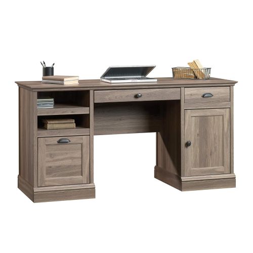  Sauder 418299 Barrister Lane Executive Desk, L: 59.06 x W: 21.18 x H: 29.76, Salt Oak finish