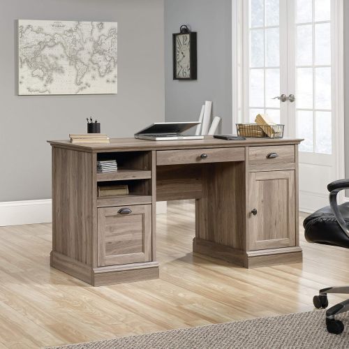  Sauder 418299 Barrister Lane Executive Desk, L: 59.06 x W: 21.18 x H: 29.76, Salt Oak finish