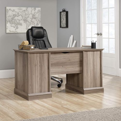  Sauder 418299 Barrister Lane Executive Desk, L: 59.06 x W: 21.18 x H: 29.76, Salt Oak finish