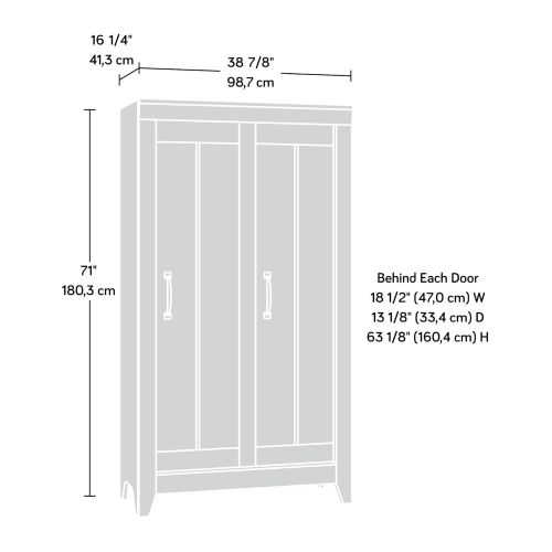  Sauder 418141 Adept Storage Wide Storage Cabinet, L: 38.94 x W: 16.77 x H: 70.98, Craftsman Oak finish