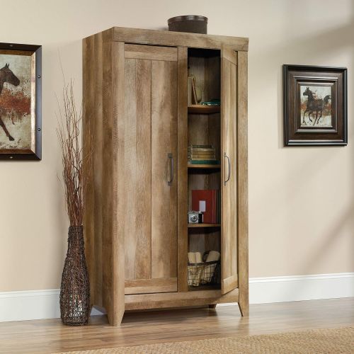  Sauder 418141 Adept Storage Wide Storage Cabinet, L: 38.94 x W: 16.77 x H: 70.98, Craftsman Oak finish