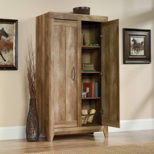  Sauder 418141 Adept Storage Wide Storage Cabinet, L: 38.94 x W: 16.77 x H: 70.98, Craftsman Oak finish