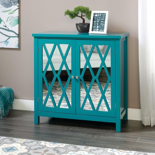  Sauder 419276 Harbor View Accent Storage Cabinet, L: 31.50 x W: 15.75 x H: 31.50, Caribean Blue finish