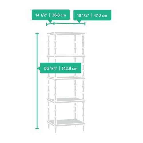  Sauder 419516 Eden Rue Tower Etagere, L: 18.50 x W: 14.49 x H: 54.84, Seafoam Finish