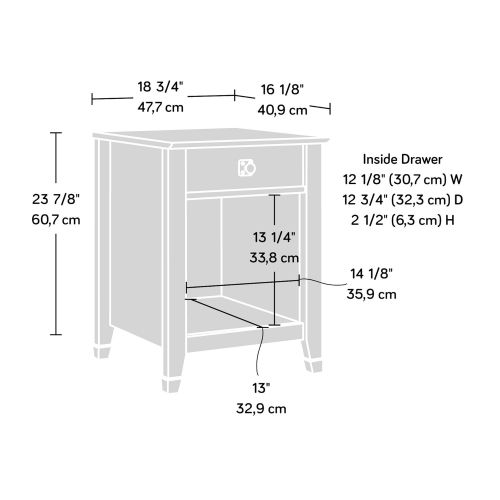  Sauder 419078 Carson Forge Night Stand, L: 18.78 x W: 16.10 x H: 23.90, Coffee Oak finish