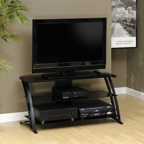  Sauder 408559 Deco Panel TV Stand, For TVs up to 42 , Black/black