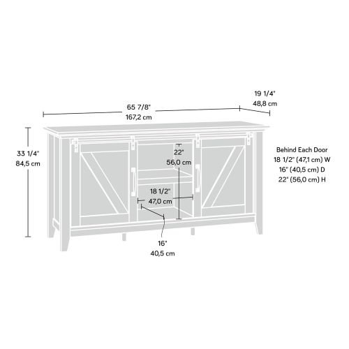  Sauder 420820 Dakota Pass Credenza, For TVs up to 70, Craftsman Oak finish