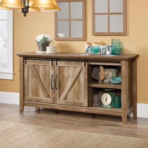  Sauder 420820 Dakota Pass Credenza, For TVs up to 70, Craftsman Oak finish