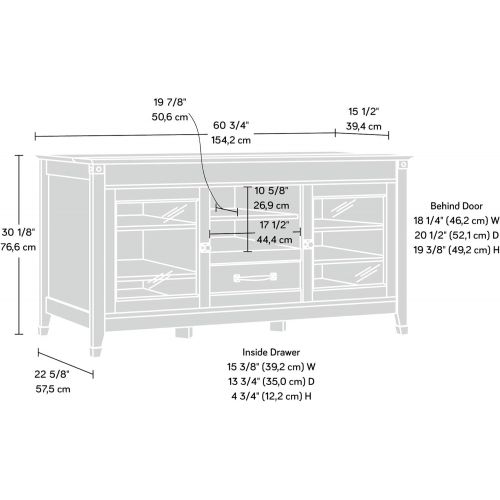  Sauder Carson Forge Entertainment Credenza, For TVs up to 60, Washington Cherry finish