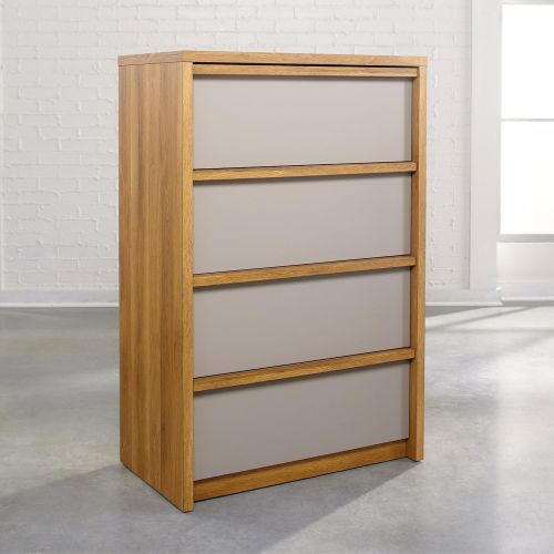  Sauder Soft Modern 4-Drawer Chest, L: 31.10 x W: 17.48 x H: 47.17, Pale Oak finish