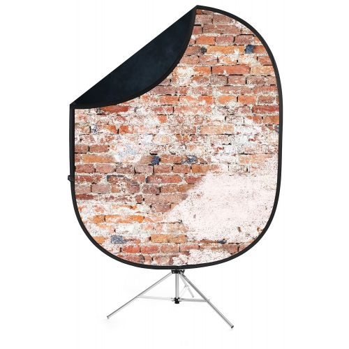  Savage Weathered BrickBlack Collapsible Backdrop, 5 W x 7 H w 8 Aluminum Stand