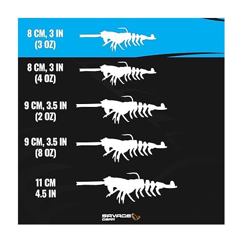  Savage Gear Manic Shrimp RTF V2 Soft Plastic Fishing Bait, 1/2oz, Avocado, Realistic Contours, Colors and Movement, Durable Construction, Weighted Ultra-Sharp Jig Hook