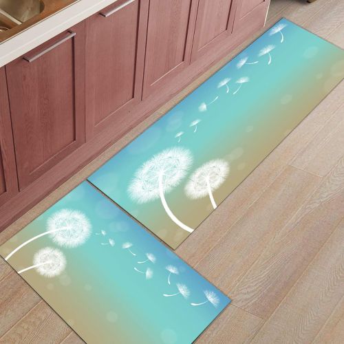  Savannan 2 Piece Non-Slip Kitchen Bathroom/Entrance Mat Absorbent Durable Floor Doormat Runner Rug Set - Dandelion