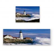 Savannan 2 Piece Non-Slip Kitchen Bathroom/Entrance Mat Absorbent Durable Floor Doormat Runner Rug Set - Lighthouse and Wave Beautiful Scene