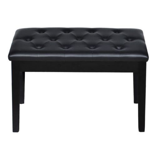  Sawan Shop NEW Storage Piano Bench Double Duet Ebony Wood Seat Leather Padded Keyboard Black