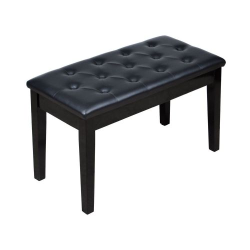  Sawan Shop NEW Storage Piano Bench Double Duet Ebony Wood Seat Leather Padded Keyboard Black