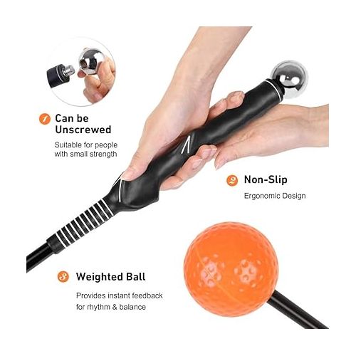  Golf Swing Trainer, 40 &46 Inches Full-Sized Swing Trainer Aid for Promote Proper Swing Tempo and Balance Golf Warm Up Stick