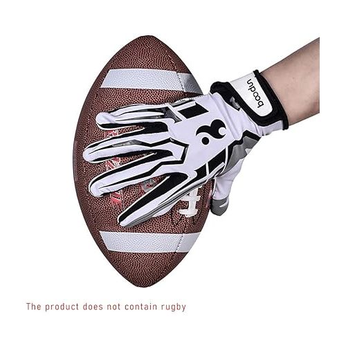  Football Gloves Adult Youth Non-Slip Silicone Palm High Grip Skin Tight Glove with Adjustable Wristband Receiver for Training and Games (1/2 Pair) White/Red