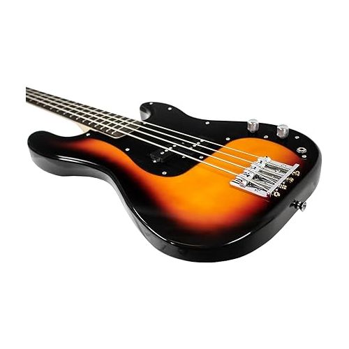  Sawtooth, 4-String Road Warrior Series Vintage Burst w Aluminum Pickguard Electric Bass Guitar w Gig Bag, Right (ST-EP-RW-VB)