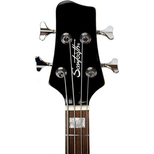  Sawtooth Americana Heritage Series Natural Spalted Maple 4-String 24 Fret Electric Bass Guitar w Fishman Fluence Pickups and Padded Gig Bag, Right (ST-HBS-NSM-1)