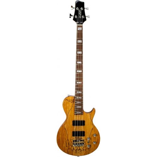  Sawtooth Americana Heritage Series Natural Spalted Maple 4-String 24 Fret Electric Bass Guitar w Fishman Fluence Pickups and Padded Gig Bag, Right (ST-HBS-NSM-1)