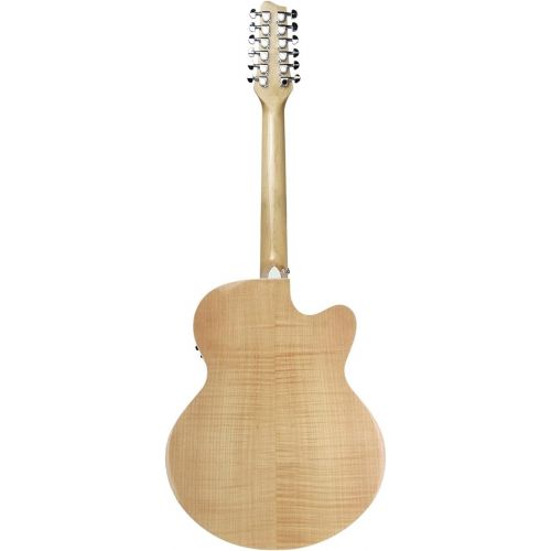  Sawtooth Maple Series Left-Handed 12-String Acoustic-Electric Cutaway Jumbo Guitar with Hard Case & Pick Sampler