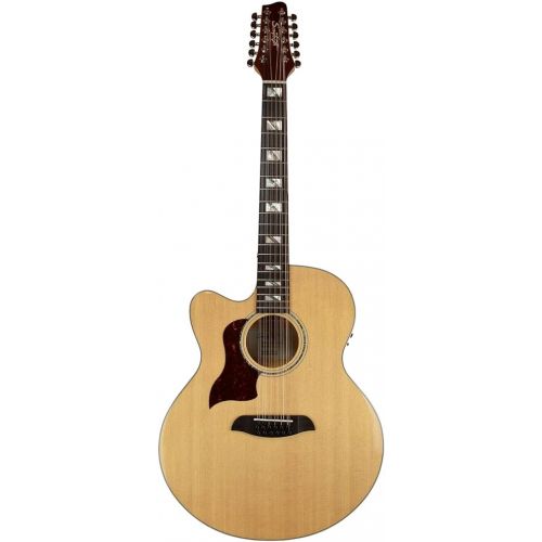  Sawtooth Maple Series Left-Handed 12-String Acoustic-Electric Cutaway Jumbo Guitar with Hard Case & Pick Sampler