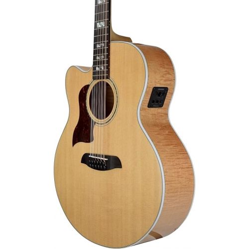  Sawtooth Maple Series Left-Handed 12-String Acoustic-Electric Cutaway Jumbo Guitar with Hard Case & Pick Sampler