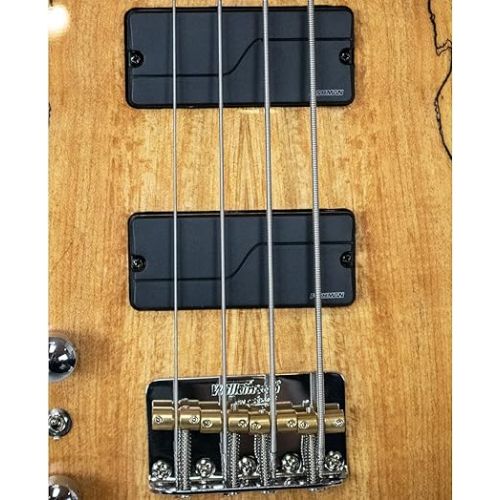  Sawtooth, 4-String Americana Heritage Series Natural 24 Fret Electric Bass Guitar w Fishman Fluence Pickups and Padded Gig Bag, Spalted Maple (Left Handed), (ST-LH-HBS-NSM)