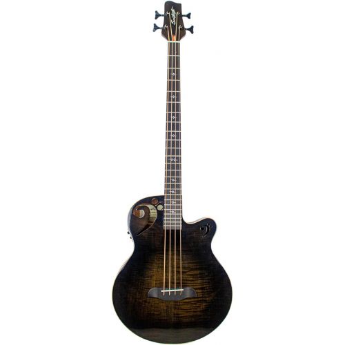  Sawtooth Rudy Sarzo Signature, 4-String Acoustic Electric Guitar, Right-Handed, Transparent Black, Fretted Bass (ST-AB24EC-TBLK)