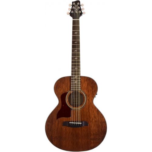  Sawtooth Mahogany Series Left-Handed Solid Mahogany Top Acoustic-Electric Mini Jumbo Guitar with Hard Case and Pick Sampler