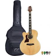 Sawtooth Maple Series Left-Handed Acoustic-Electric Cutaway Jumbo Guitar with Padded Gig Bag and Pick Sampler