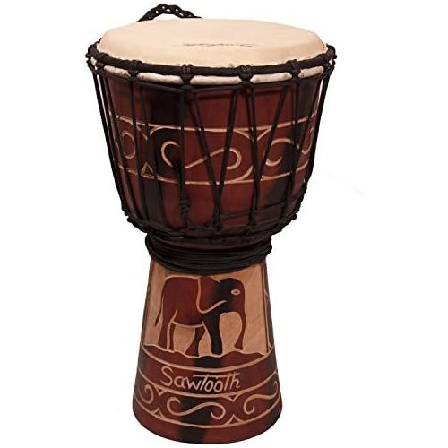  [아마존베스트]Sawtooth Harmony Series 8 Hand Carved Elephant Design Rope Djembe