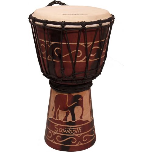  [아마존베스트]Sawtooth Harmony Series 8 Hand Carved Elephant Design Rope Djembe