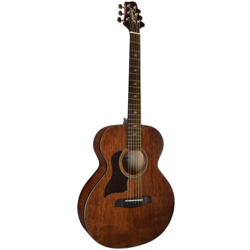  Sawtooth Mahogany Series Solid Mahogany Top Acoustic-Electric Mini Jumbo Guitar with Hard Case and Pick Sampler