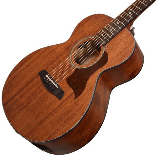  Sawtooth Mahogany Series Solid Mahogany Top Acoustic-Electric Mini Jumbo Guitar with Hard Case and Pick Sampler