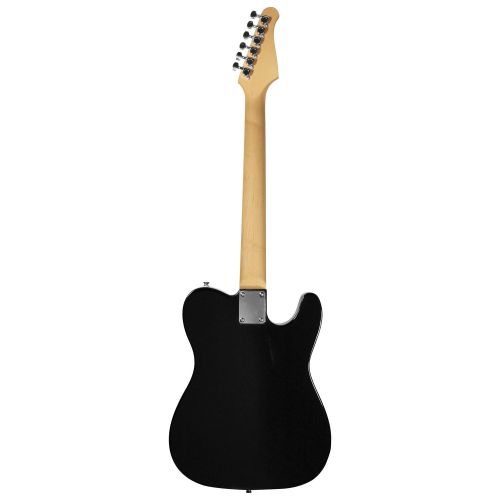  Sawtooth ET Series Left Handed Electric Guitar Black w/Aged White pickguard, Guitar Instructional, Gig Bag, Picks, Strap and Tuner