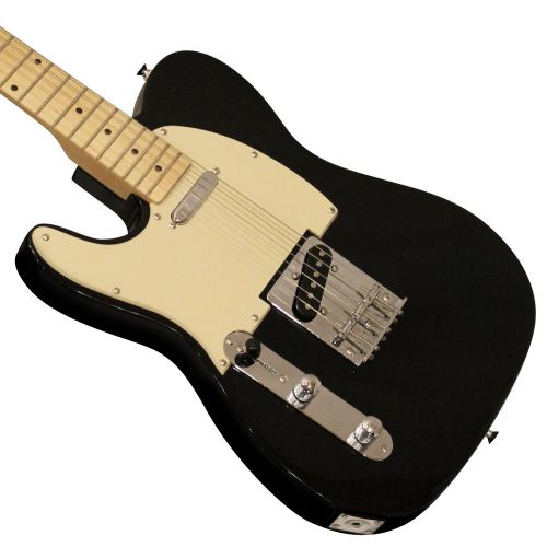  Sawtooth ET Series Left Handed Electric Guitar Black w/Aged White pickguard, Guitar Instructional, Gig Bag, Picks, Strap and Tuner