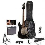 Sawtooth ES Electric Guitar Rockin Beginners Pack, Black w/Chrome Pickguard