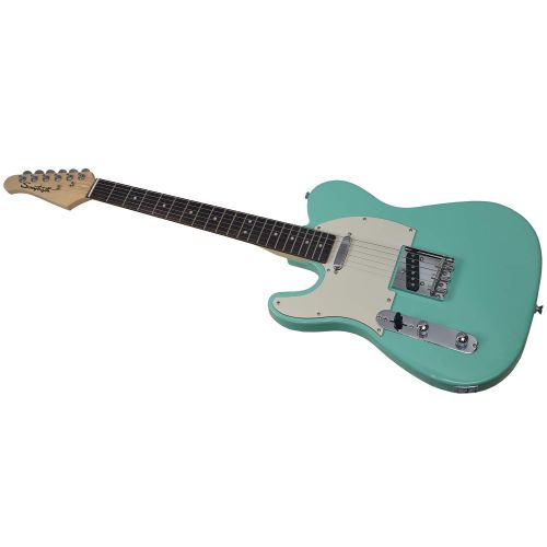  Sawtooth Classic ET 60 Ash Body Electric Guitars (Guitar with Gig Bag & Accessories, Left-Handed Surf Green)