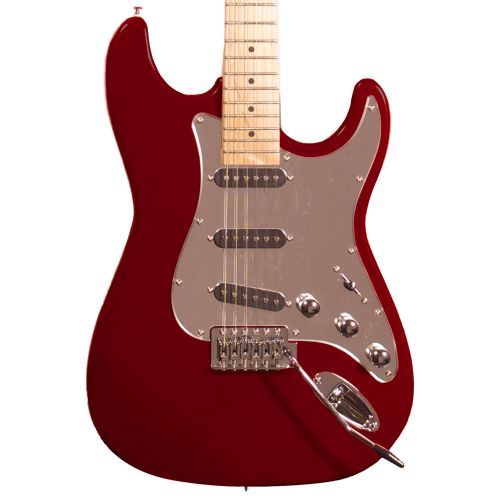  Sawtooth ES Series ST Style Electric Guitar Beginners Pack, Fire Brick Red with Chrome Pickguard