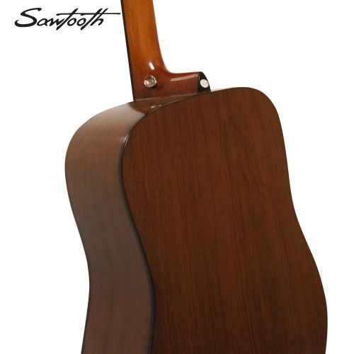  Sawtooth 6 String Acoustic Dreadnought Guitar with Custom Black Pickguard, Right Handed (ST-ADN-D)