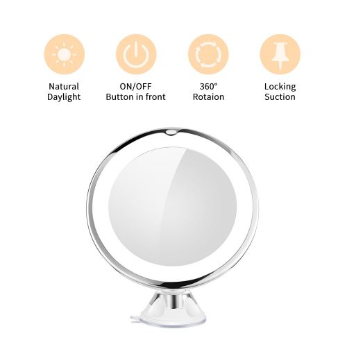  Sayard 10X Magnifying Lighted Vanity Makeup Mirror with Natural White LED, 360 Degree Swivel Rotation...