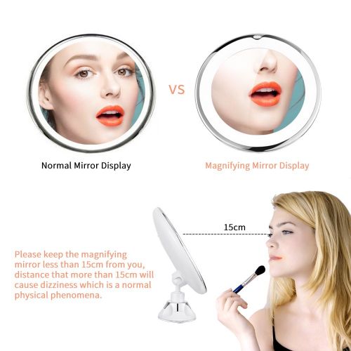  Sayard 10X Magnifying Lighted Vanity Makeup Mirror with Natural White LED, 360 Degree Swivel Rotation...
