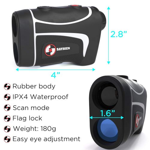  Saybien TR500 Waterproof Golf Rangefinder - Laser Range Finder with Flag Lock