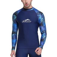 Sbart Men’s Rash Guard Long Sleeve Sun Protection Swimwaer Surfing Shirt Top